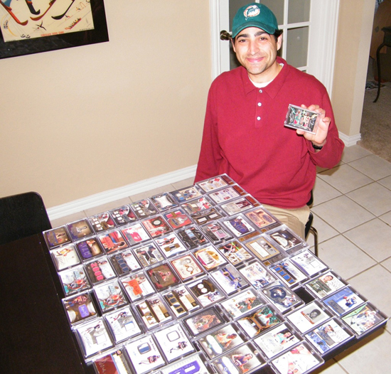COTM8 Steve Centurioni showing off some of the better cards in his collection.