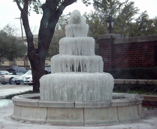 outdoor fountain in winter