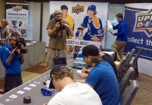 NHLPA Rookie Showcase Signing Pucks