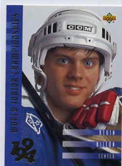 He looks like Adam Banks from the Mighty Ducks movies. - upper-deck-funny-card-kevin-hilton